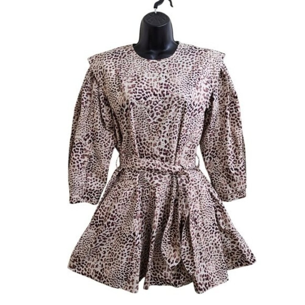 SEA New York CALLA Leopard Belted Mini Dress Size 2